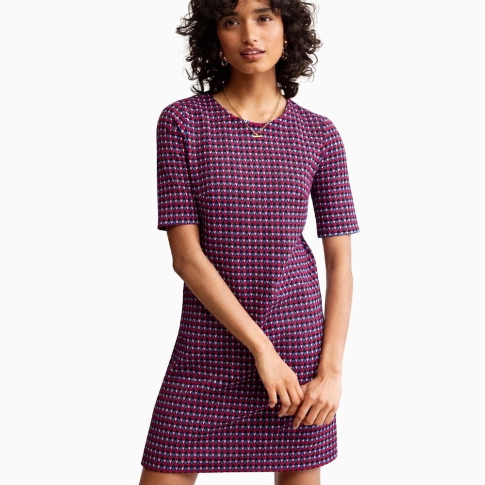 Boden 8 Ivy Jacquard Jersey Dress Salsa Terrace 0496 Geo short